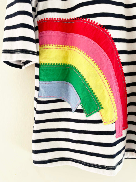 Assorted Brands Rainbow Appliqué Striped Dress / 6-7Y