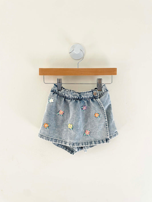 H&M Floral Denim Skort / 12-18M