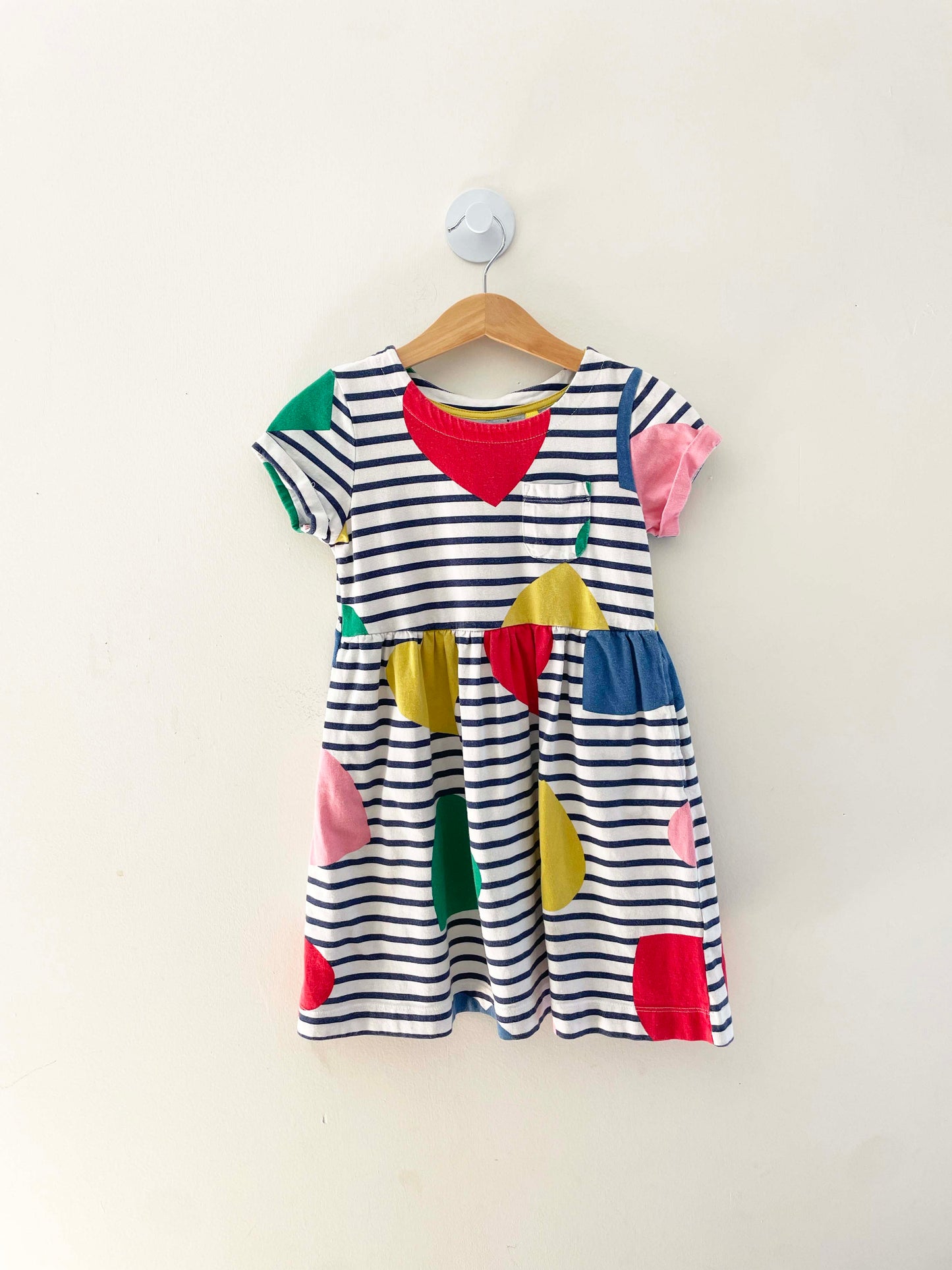 Mini Boden Striped Heart Dress / 5-6Y