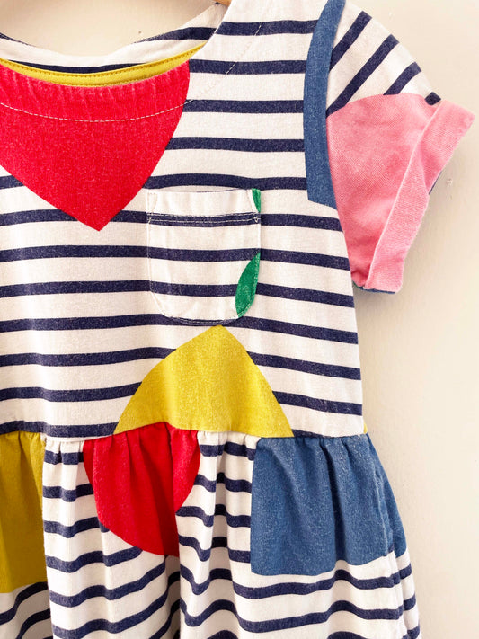 Mini Boden Striped Heart Dress / 5-6Y