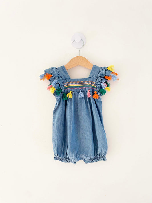 Mudpie Tassel Romper / 3-6M