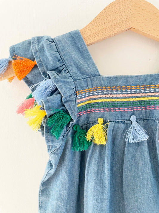 Mudpie Tassel Romper / 3-6M