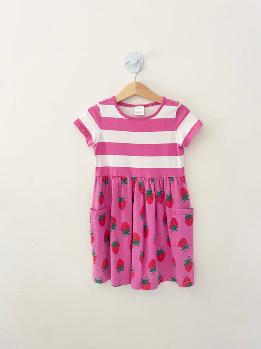 Hanna Andersson Stripes + Strawberries Dress / 5Y
