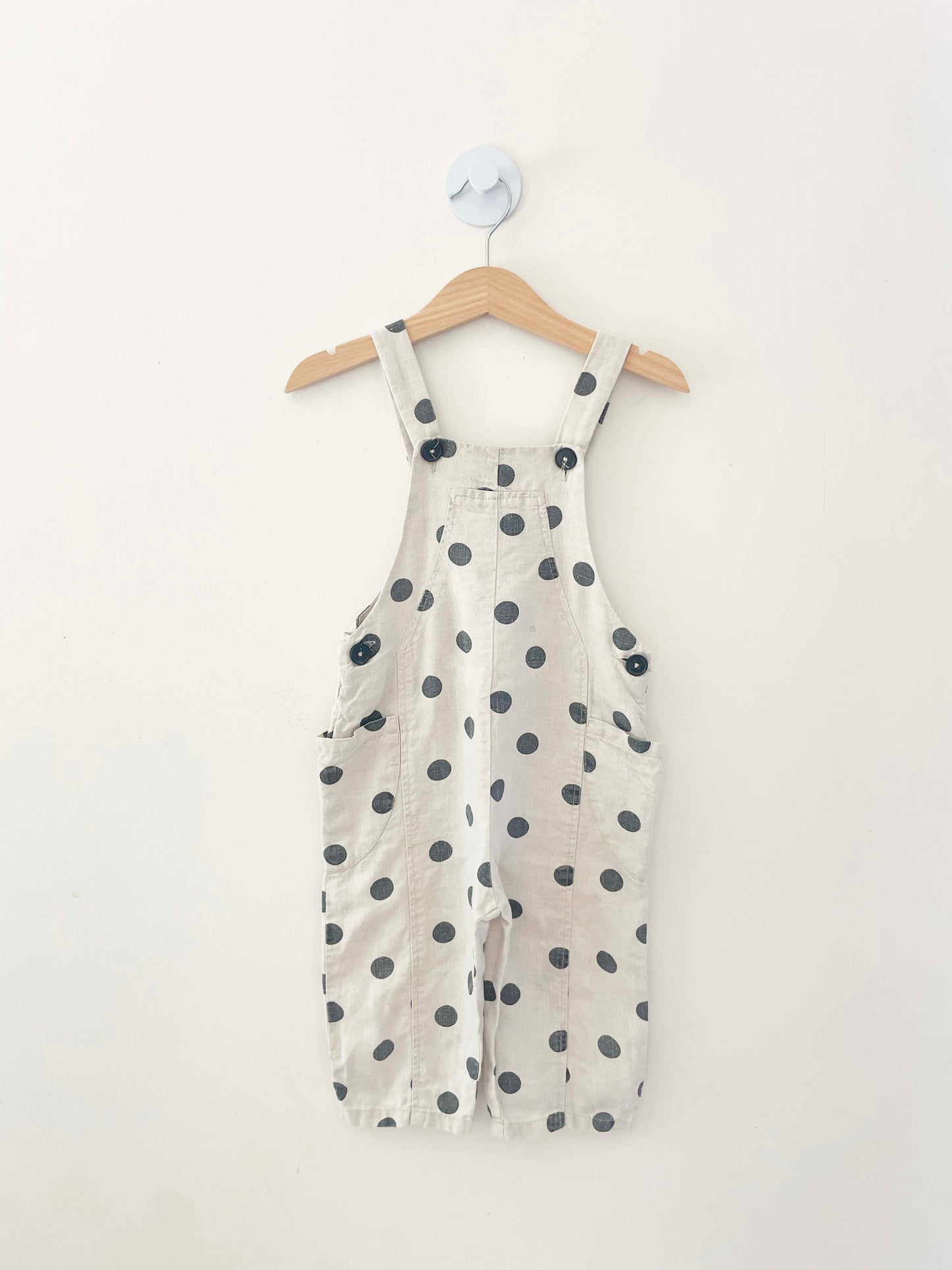 Zara Polka Dot Linen Overall / 18-24M
