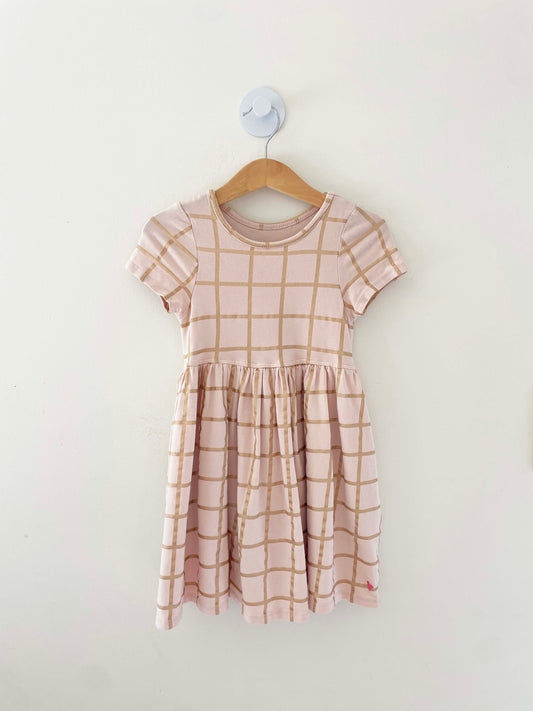 Pink Chicken Grid Dress / 3Y