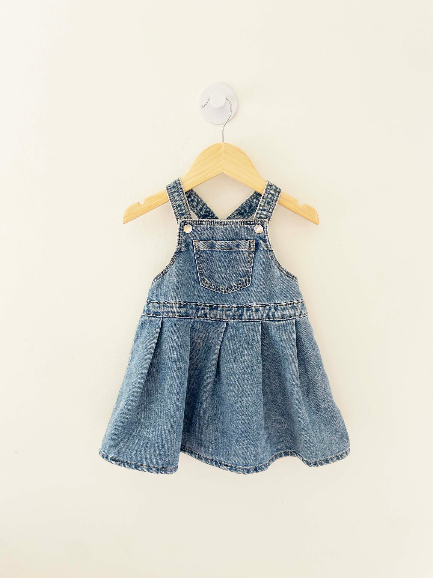 H&M Denim Pleated Dress Overall / 12M