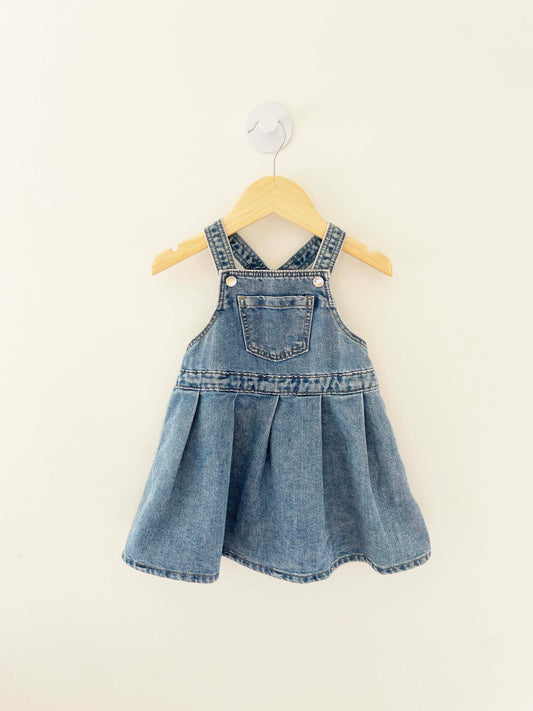 H&M Denim Pleated Dress Overall / 12M
