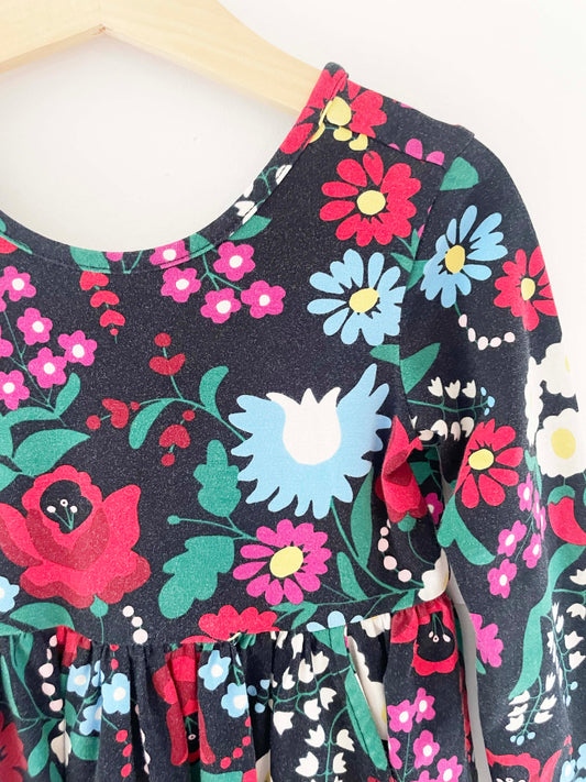 Hanna Andersson Black Floral Dress / 4Y